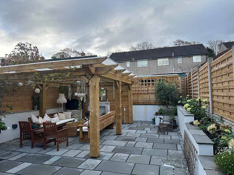 custom pergola in lake district home built by jh groundworks
