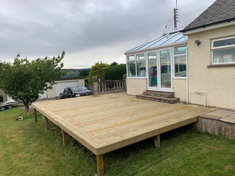 JH Landscaping Kendal Wooden Decking Side