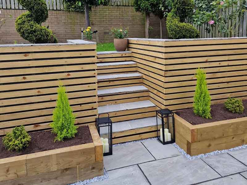 Patio with custom steps