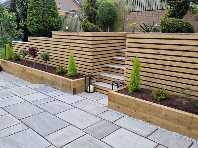 Stone Patio with custom stairs