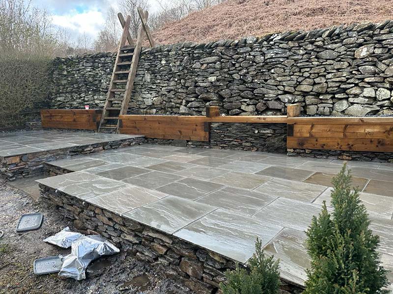 JH Landscaping Kendal Raised Patio side