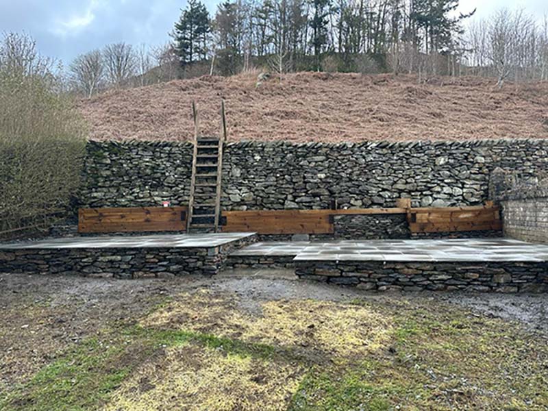 JH Landscaping Kendal Raised Patio stairs front